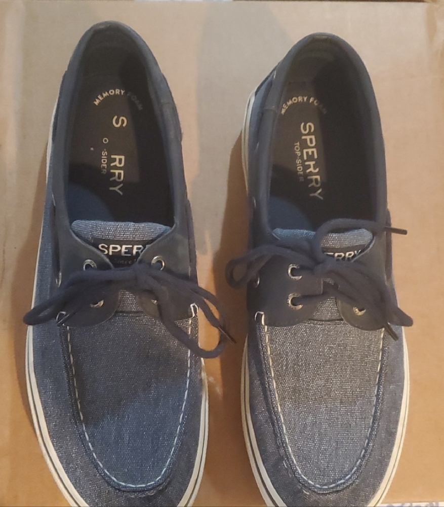 Sperry Blue Boat Shoes with Moc-Toe Stitching